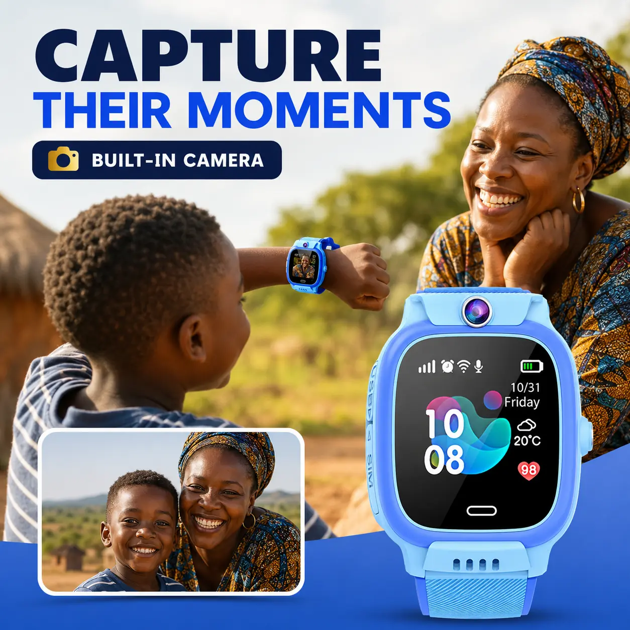Built-in camera on the kids smartwatch